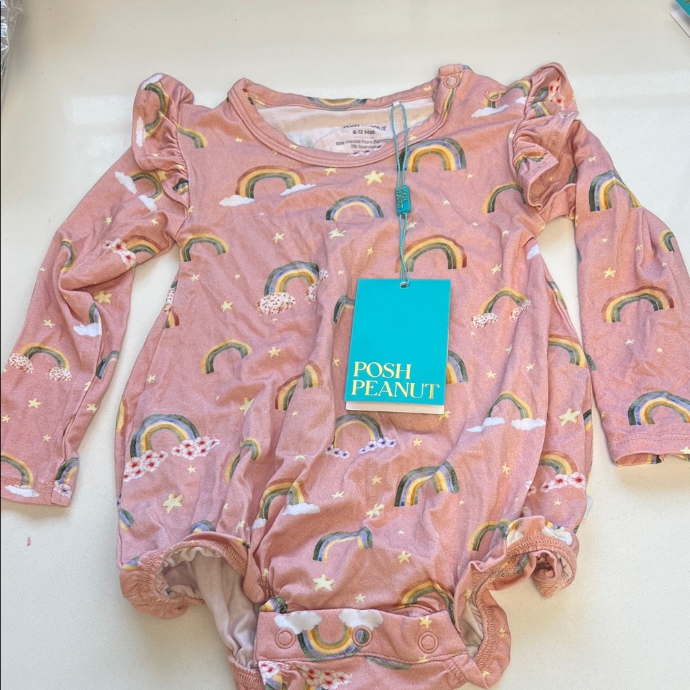 Posh Peanut Pink Rainbow Bodysuit NWT